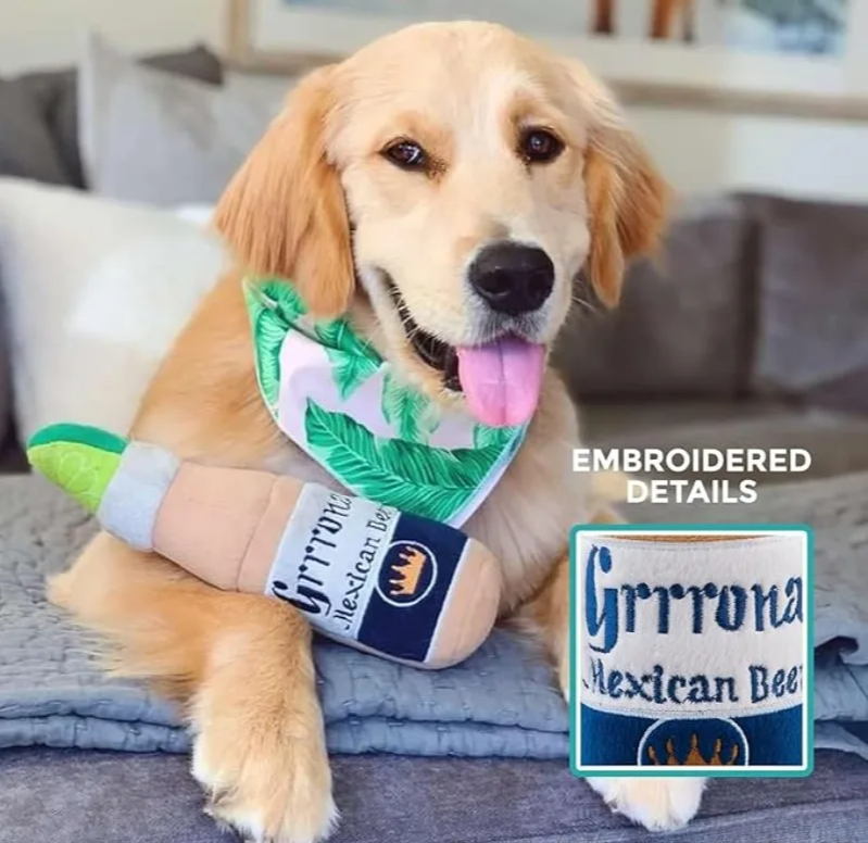 PawJoy Gele Wijnfles Interactief Hondenspeelgoed