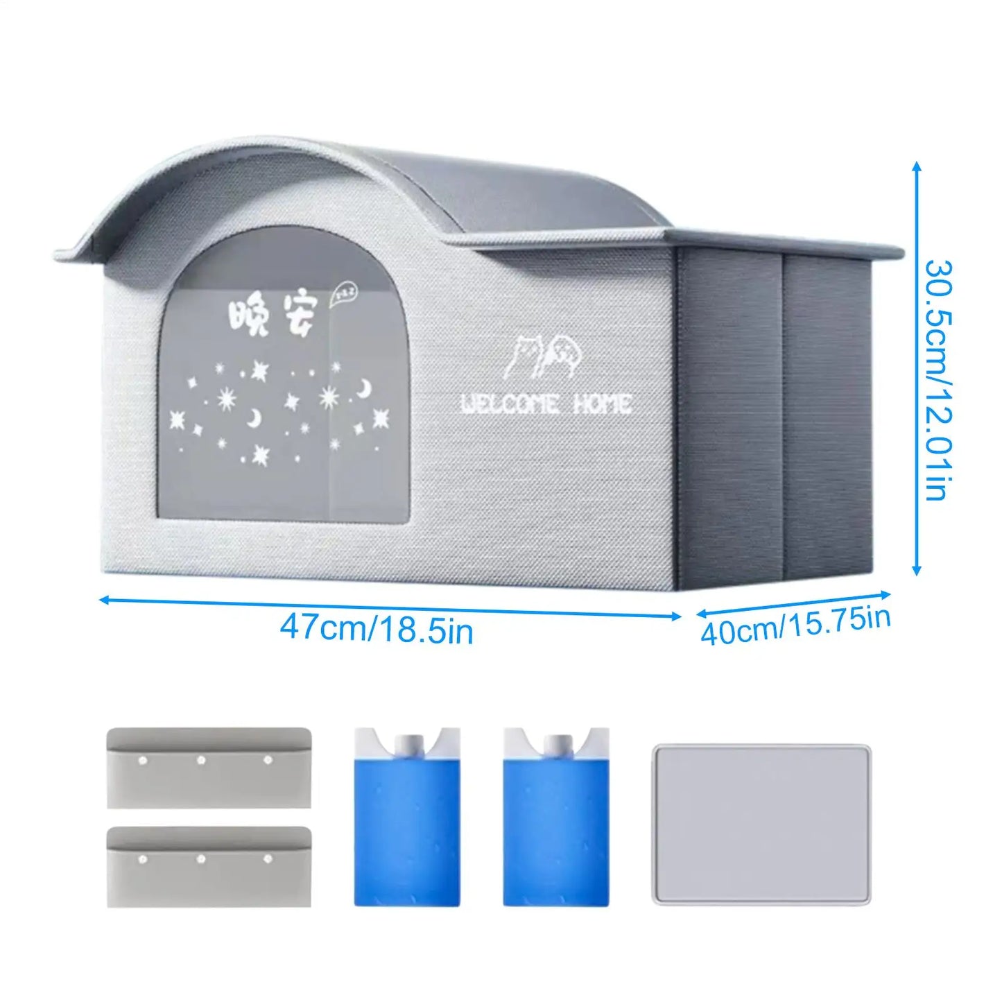 ThermaKool Opvouwbaar Isolerend Kattenhuis – 2-in-1 Verkoelend & Verwarmend met Ijspacks & Keerbaar Matras