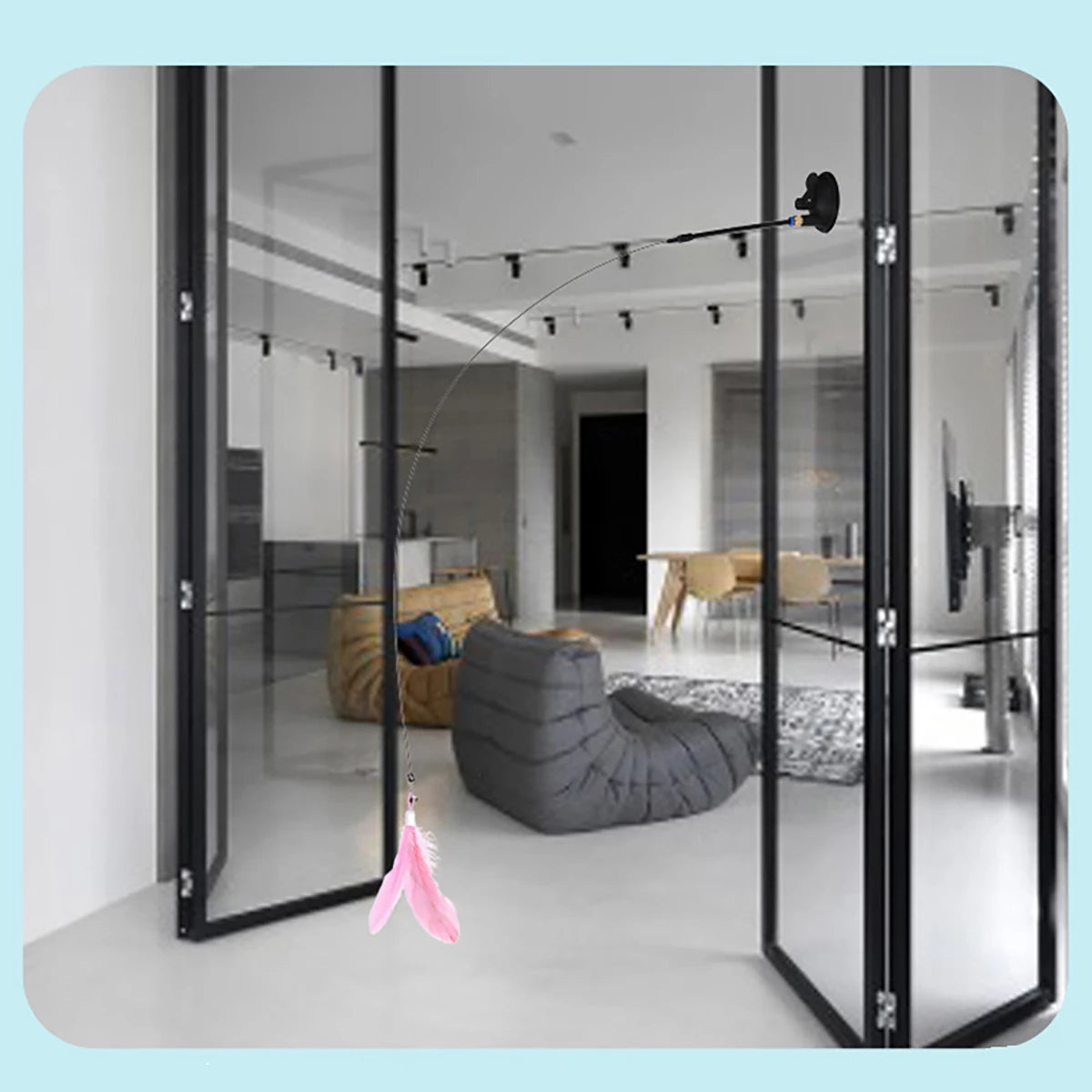 Kattenspeelgoed met Veren en Bel – 80cm Teaser Stok met Zuignap