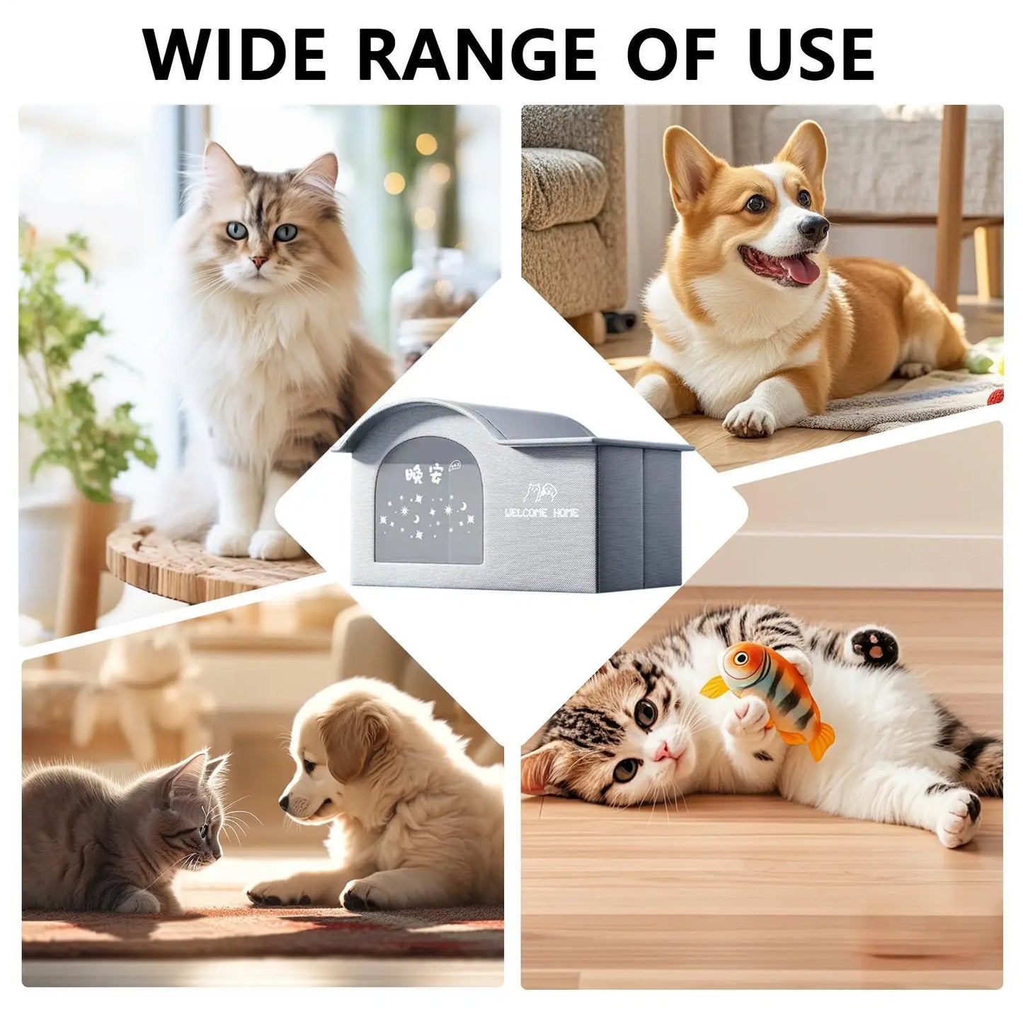 ThermaKool Opvouwbaar Isolerend Kattenhuis – 2-in-1 Verkoelend & Verwarmend met Ijspacks & Keerbaar Matras