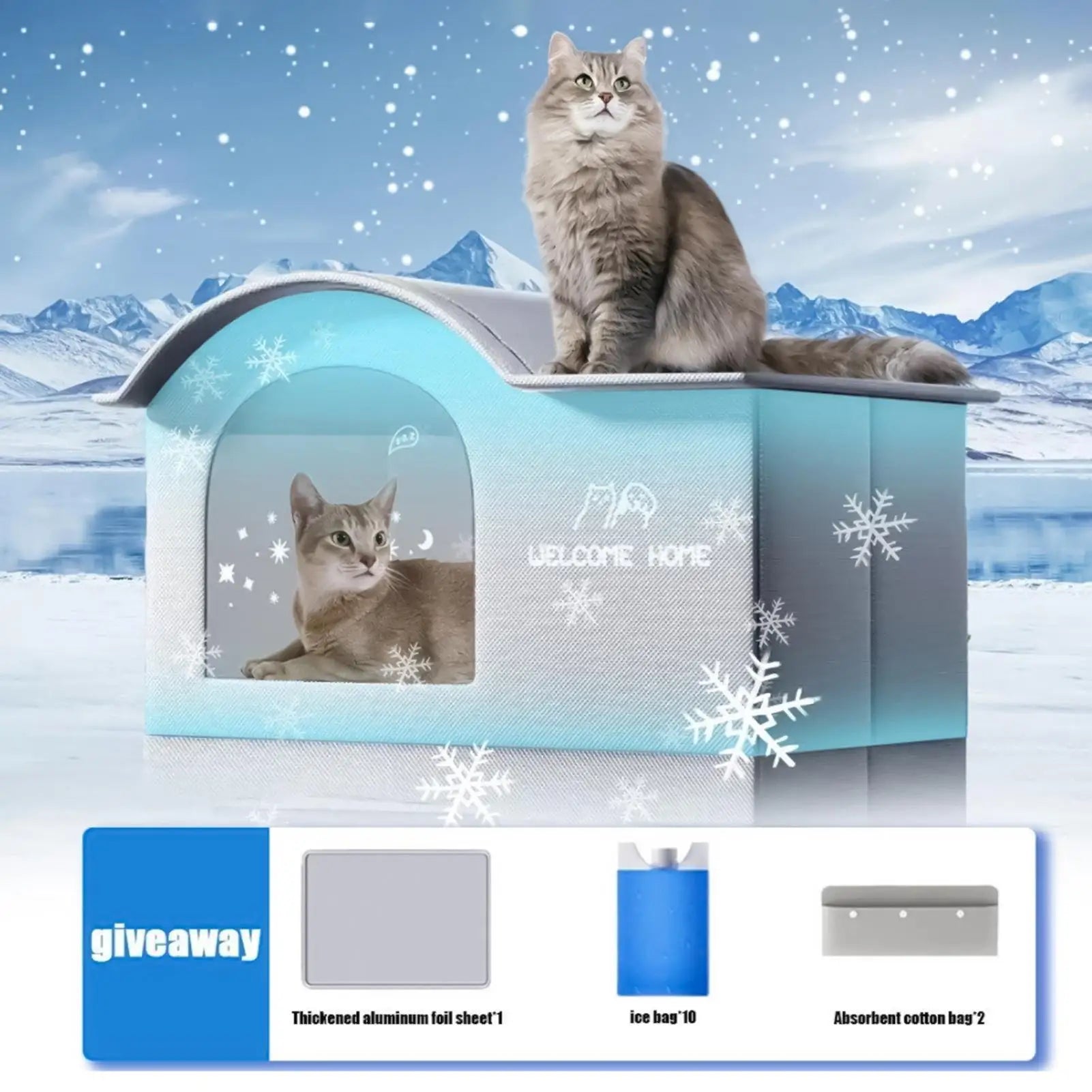 ThermaKool Opvouwbaar Isolerend Kattenhuis – 2-in-1 Verkoelend & Verwarmend met Ijspacks & Keerbaar Matras